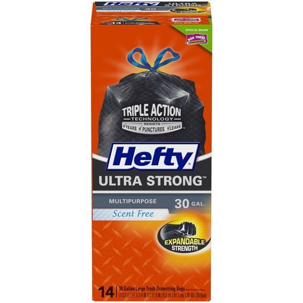 Hefty Ultra Strong Multipurpose Large Trash Bags, Black, Fabuloso Scent, 30  Gallon, 20 Count 
