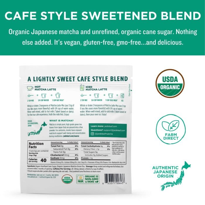 Collagen Matcha Latte Mix - Sweetened (Sugar Free) – Jade Leaf Matcha