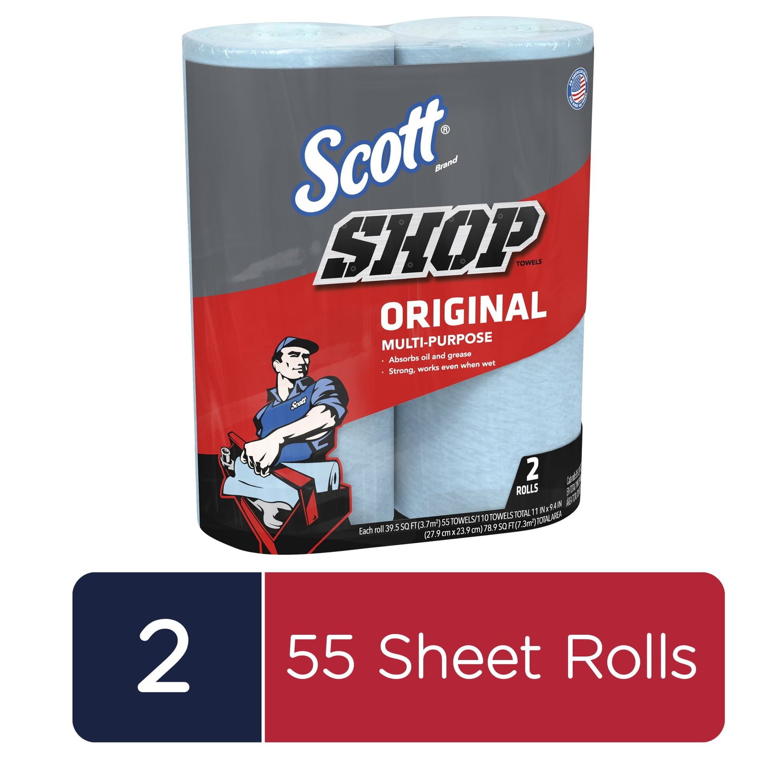 Scott Shop 1-Ply Paper Towels 55 Sheets Per Roll 12 Packs