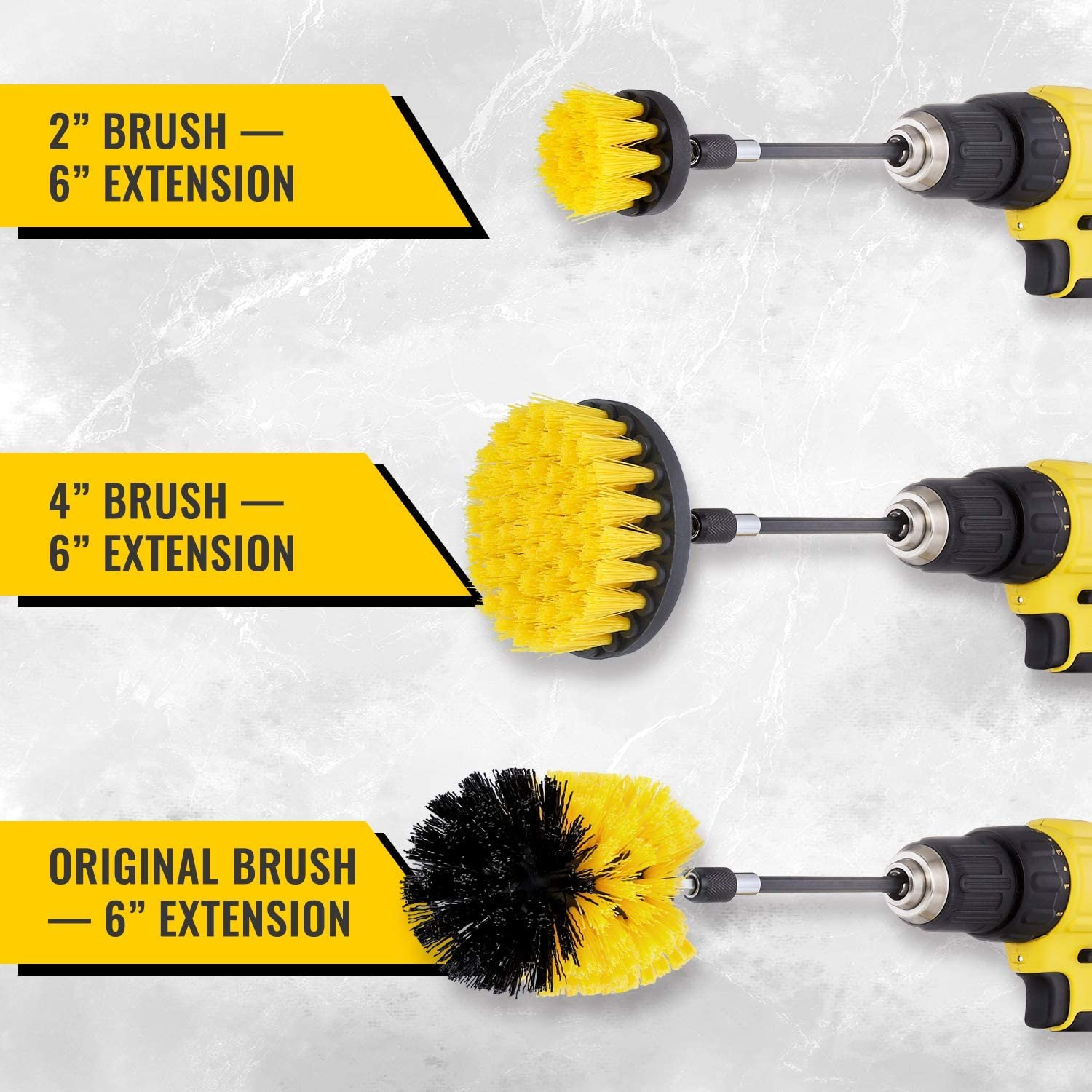 5 Pack Drill Brush Attachments Set Power Scrubber Cleaning Brush Bathroom  Scrub Brushes Corners Cleaning Brush kit with Extend Long Attachment for