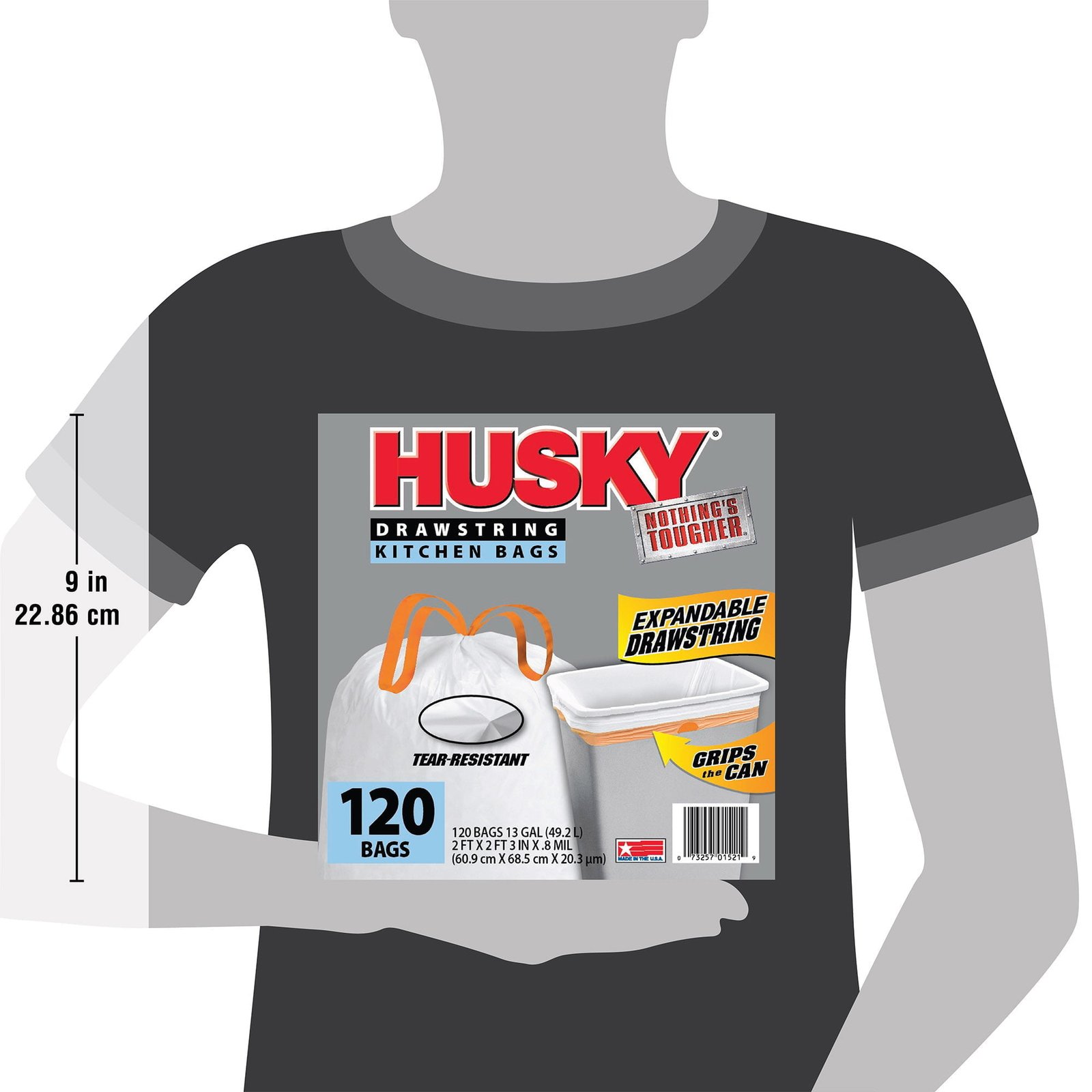 Husky 13-Gallon Drawstring Kitchen Bags, 50-Count