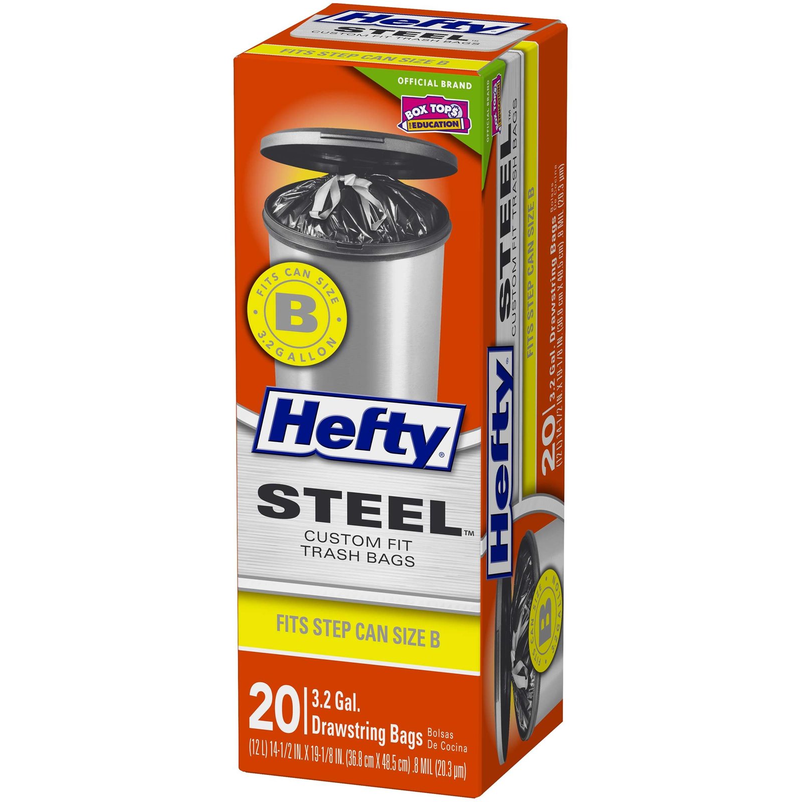 Hefty Steel Custom Fit G Size Drawstring Trash Bags, Black, 8 Gallon, 20  Count.