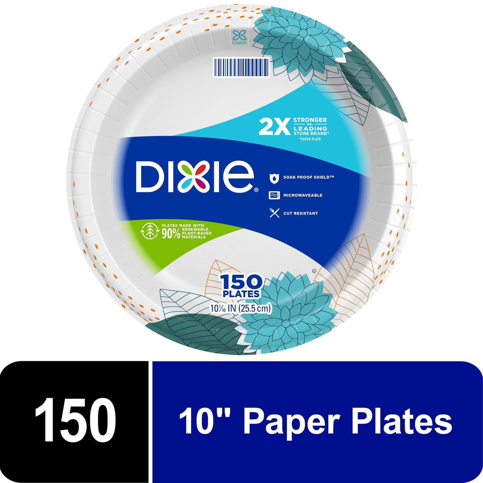 Hefty White Bagasse Super Strong Paper Plate, 10 1/8 inch - 16 per pack --  12