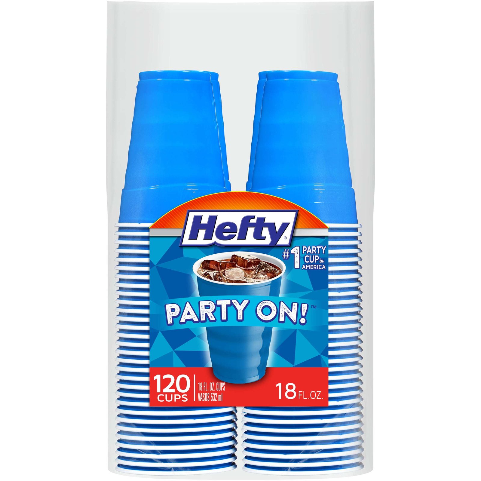 Hefty Party On Disposable Plastic Cups, Red, 18 Ounce, 50 Count 