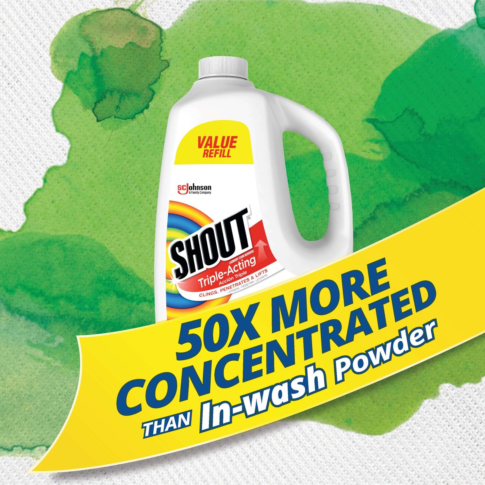 Shout Triple-Acting Refill, Laundry Stain Remover, 60 Ounce - Dover Mart