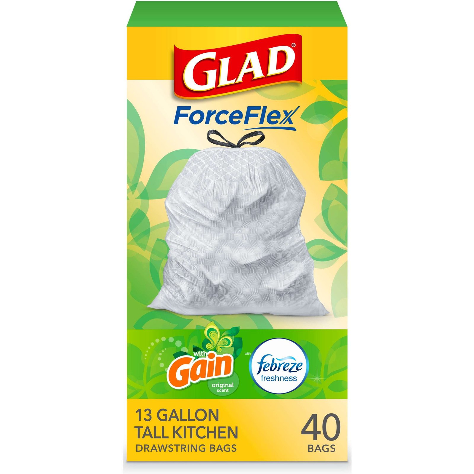 Glad Force Flex-Plus Tall Kitchen Drawstring Trash Bags, Cherry Blossom  Scent (13 gal., 120 ct.)