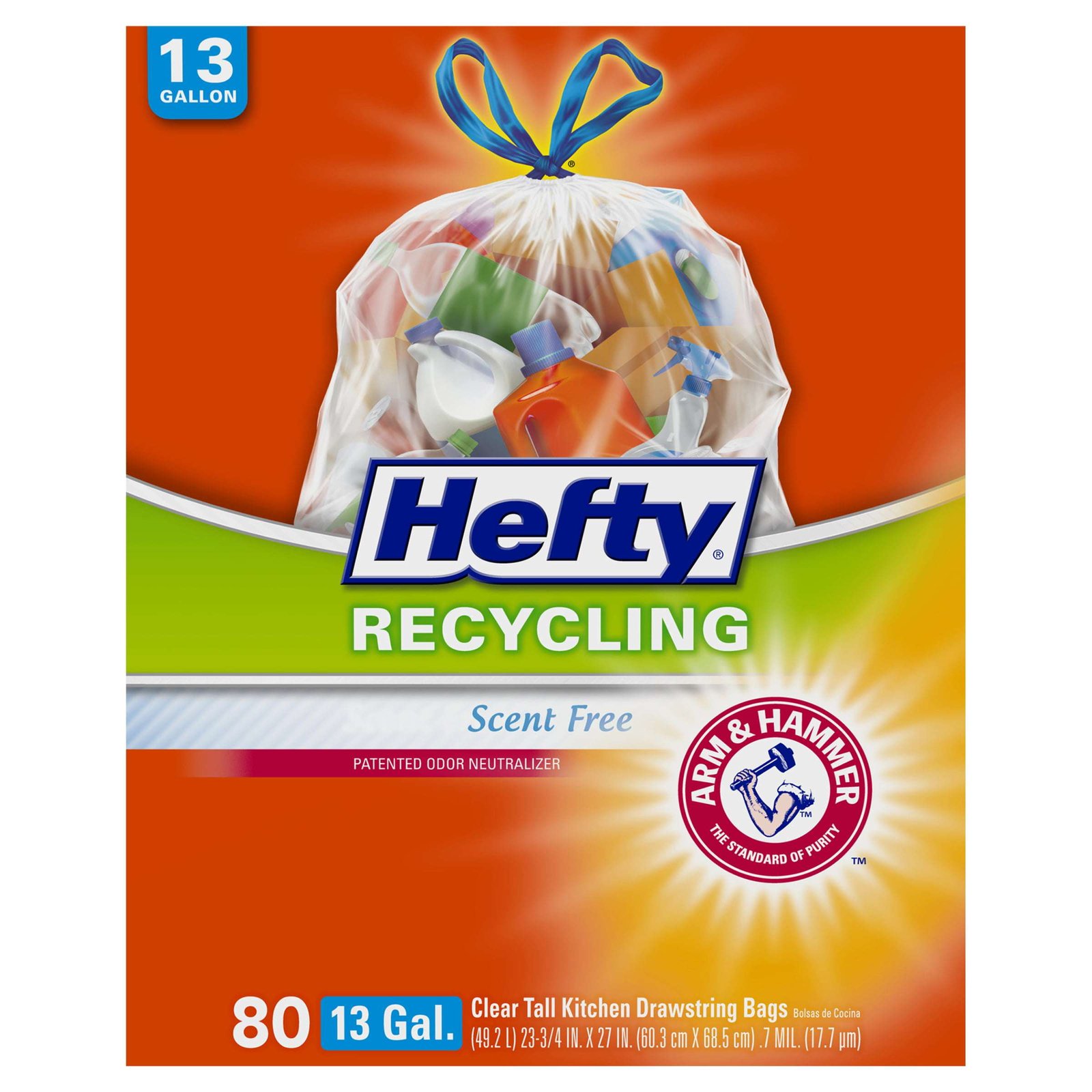 HEFTY RECYCLING TRASH BAGS 13 GALLON CLEARE 80 COUNT - Dover Mart