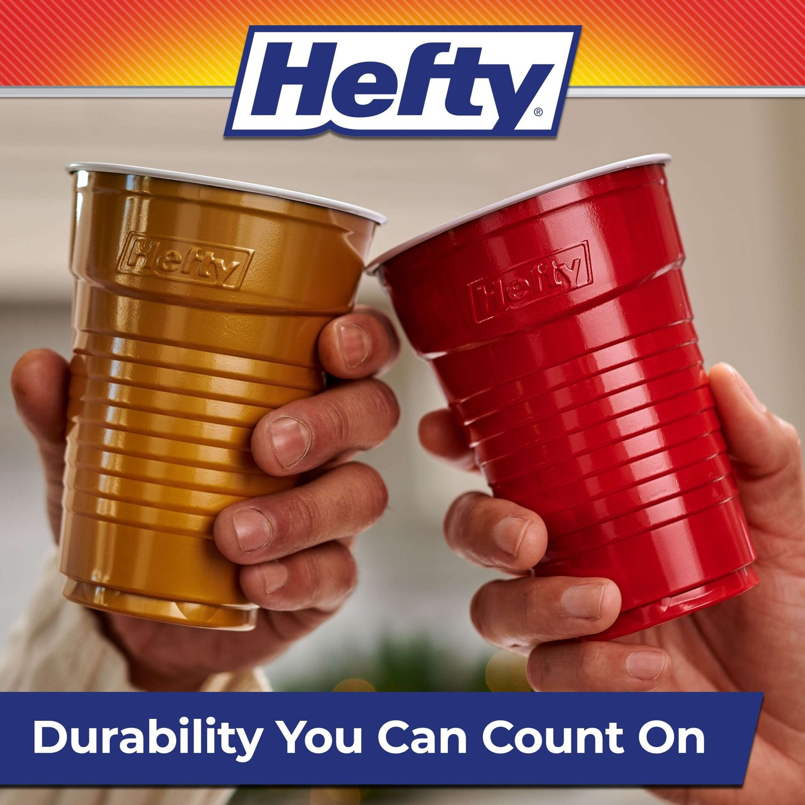 Hefty Party on Disposable Plastic Cups, Assorted, 16 Ounce, 100