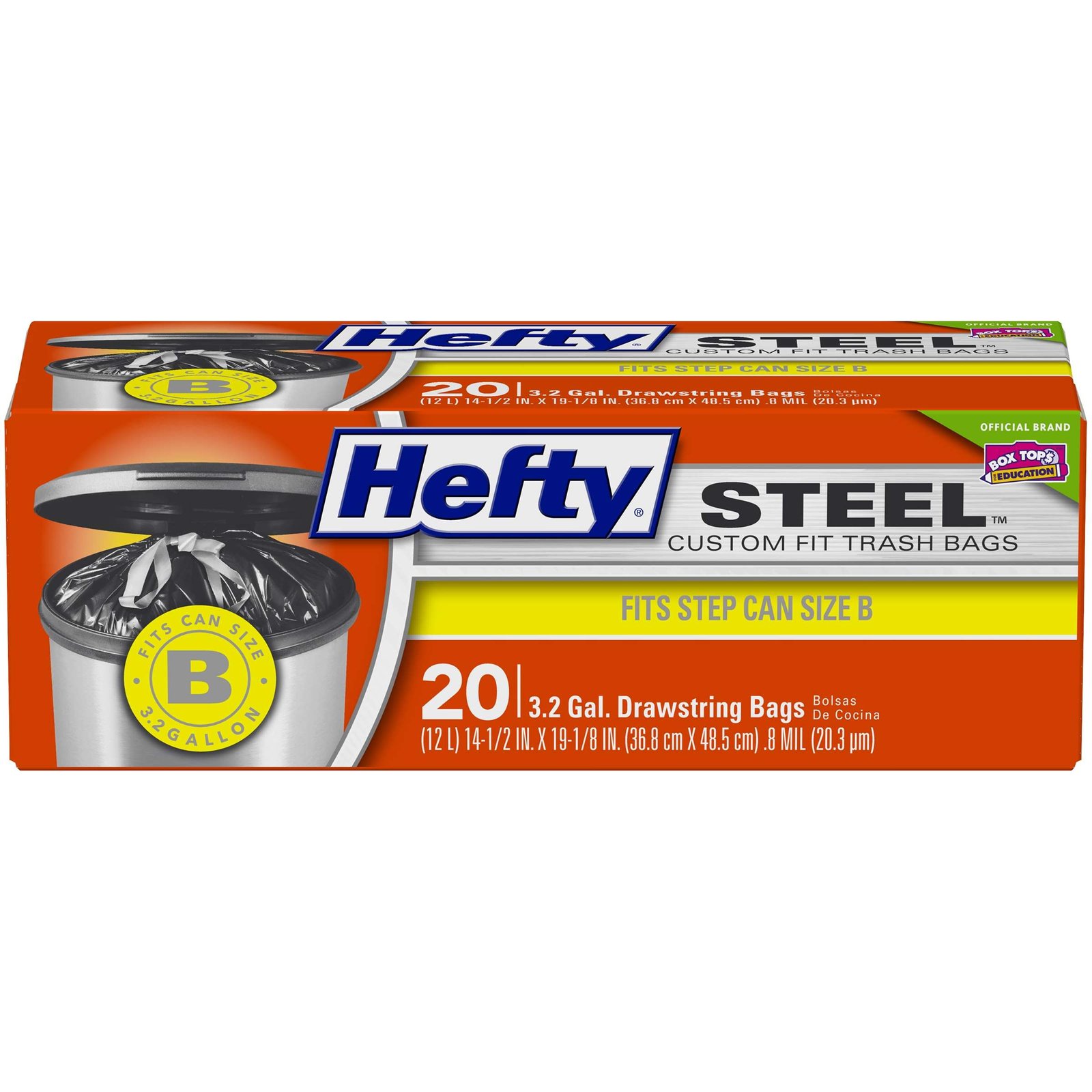 Hefty Steel Custom Fit B Size Drawstring Trash Bags, Black, Unscented, 3.2  Gallon, 20 Count - Dover Mart