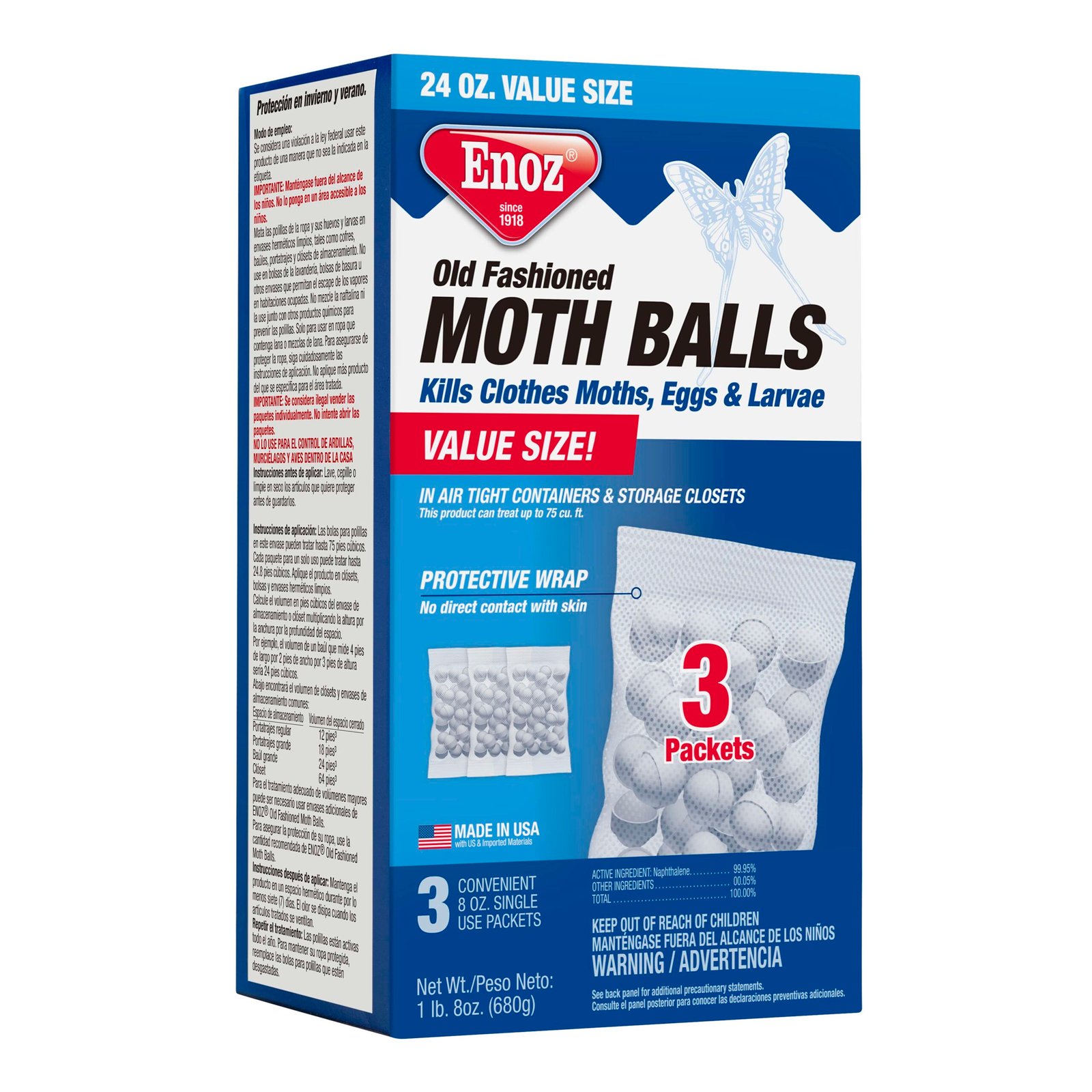 Enoz Moth Cake - 3 Pack (1) Kills Clothes Moths, Carpet Beetles, and Eggs  and Larvae