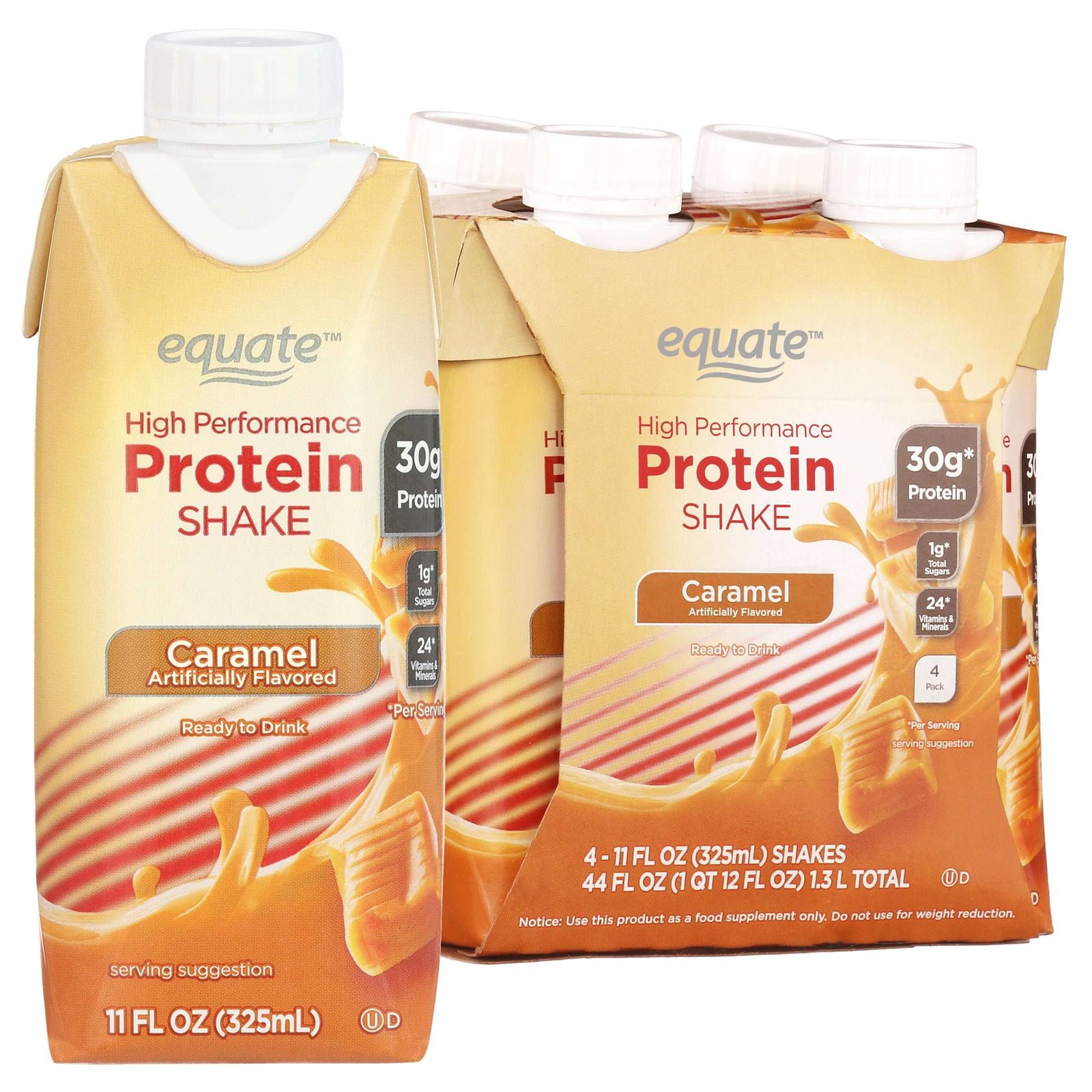 Equate High Performance Protein Shake, Vanilla, 30g Protein, 11 fl oz, 4 Ct