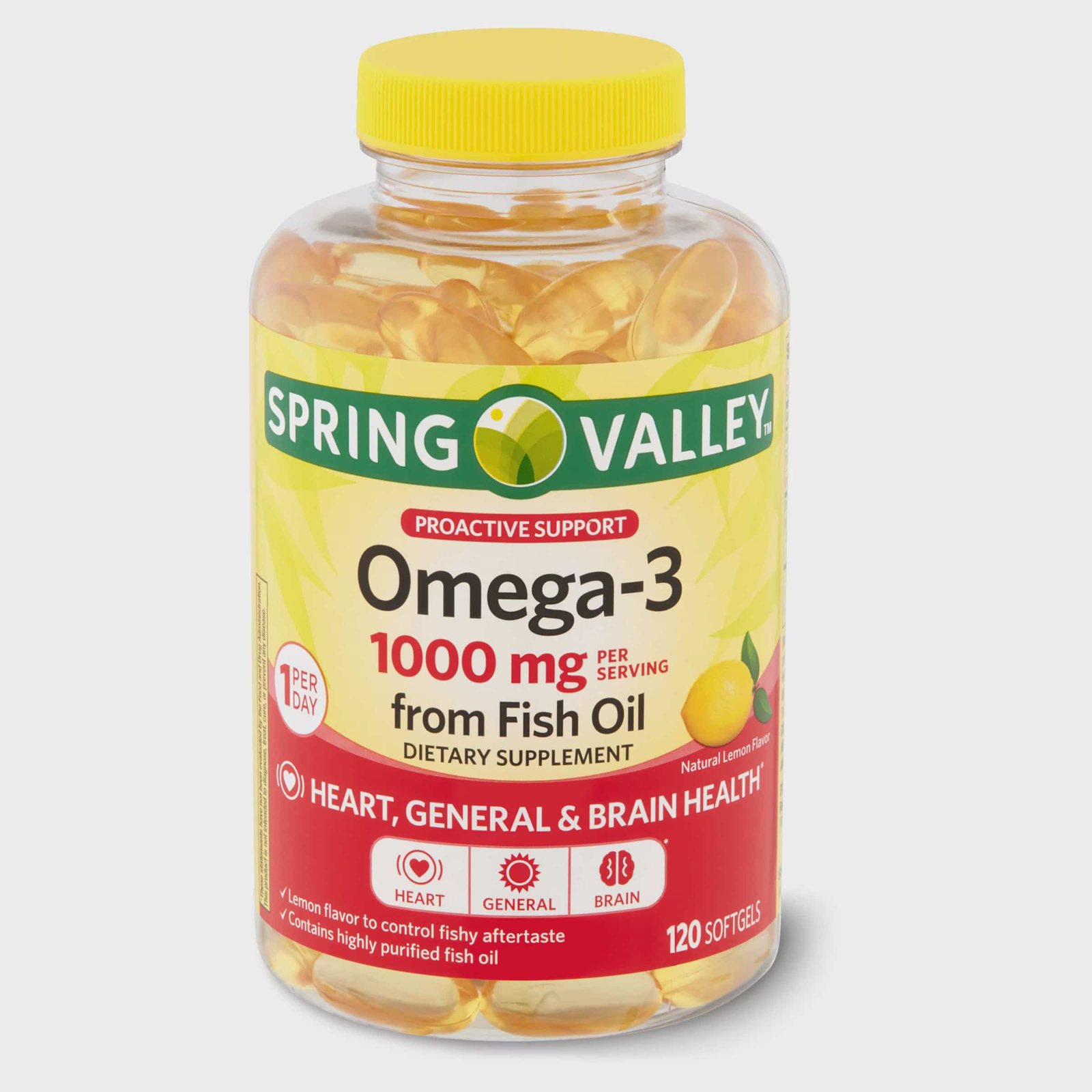 Spring Valley Proactive Support Omega-3 Mini from Fish Oil Dietary  Supplement, 1000 mg, 120 Count 