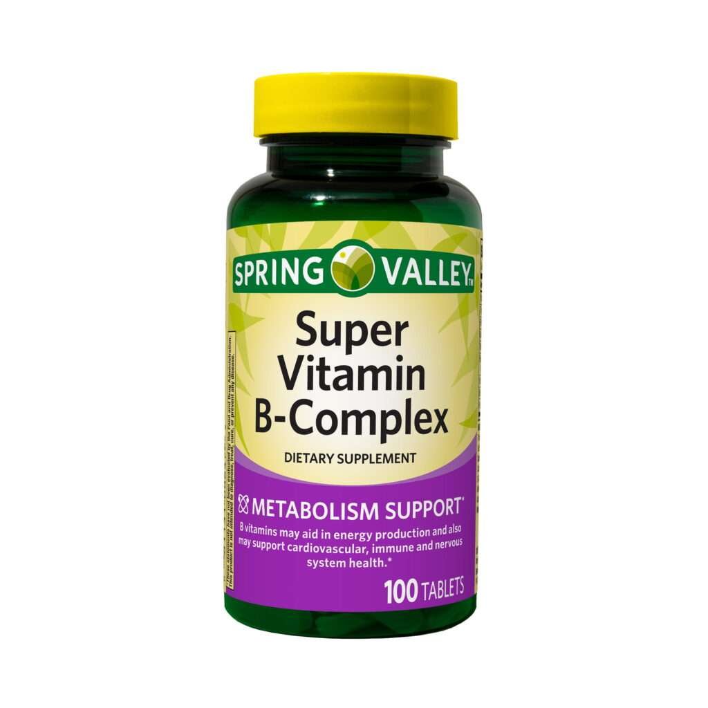 Spring Valley Super Vitamin B-Complex Tablets Dietary Supplement, 100 ...