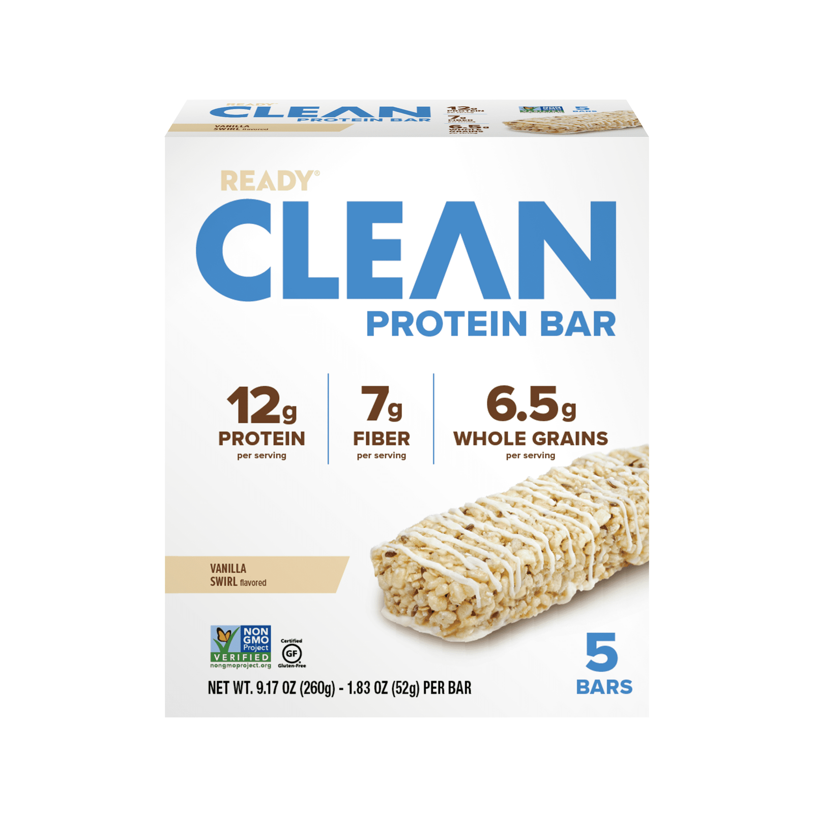 Ready Clean Protein Bar, Vanilla Swirl, 5 Count Bars - Dover Mart