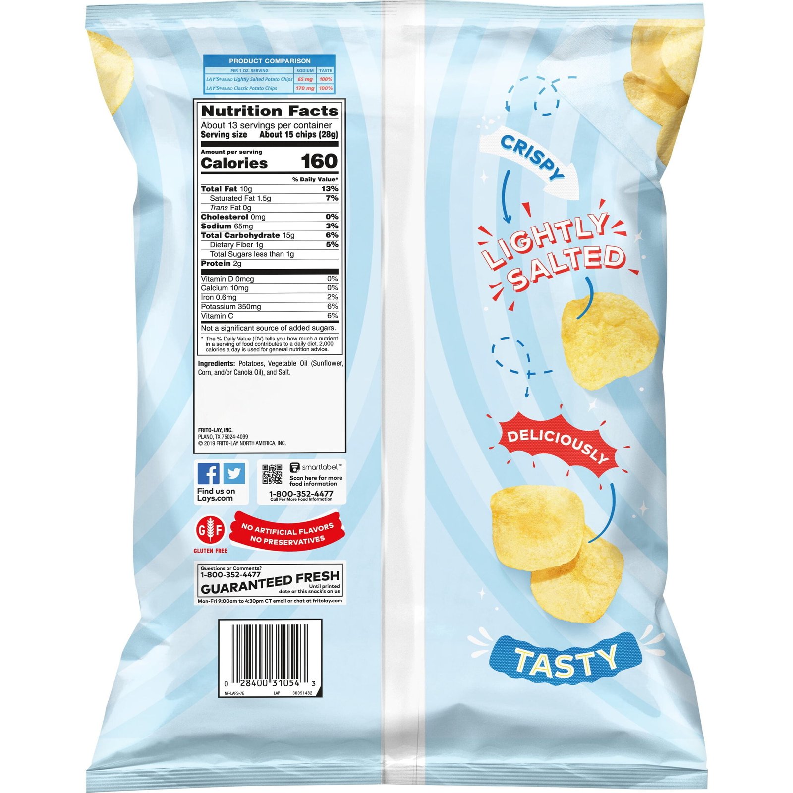 Lay's Potato Chips, Lightly Salted Classic Flavor, 7.75 oz Bag