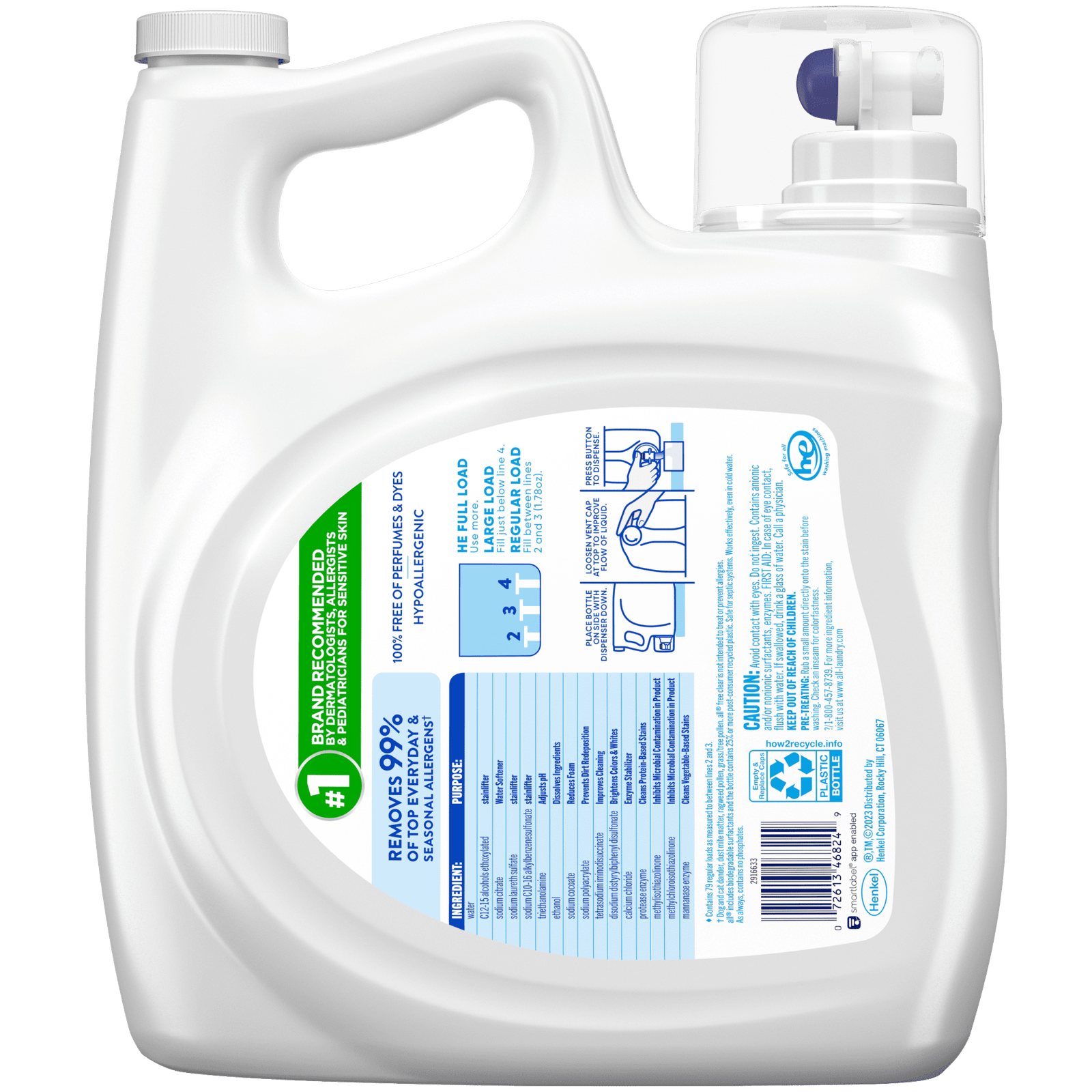 all Liquid Laundry Detergent, 4 in 1 with Stainlifters, Fresh Clean  Sunshine Fresh, 150 Ounces, 100 Wash Loads 