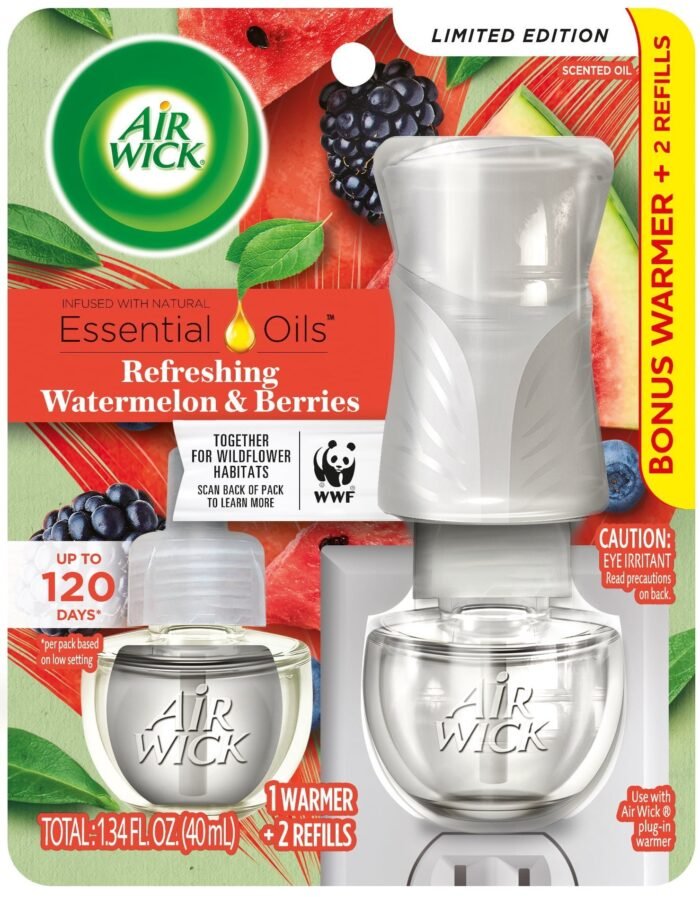 Air Wick Plug in Scented Oil Refill, 5 ct, Fresh Watermelon & Berries, Air  Freshener, Essential Oils, Spring Collection