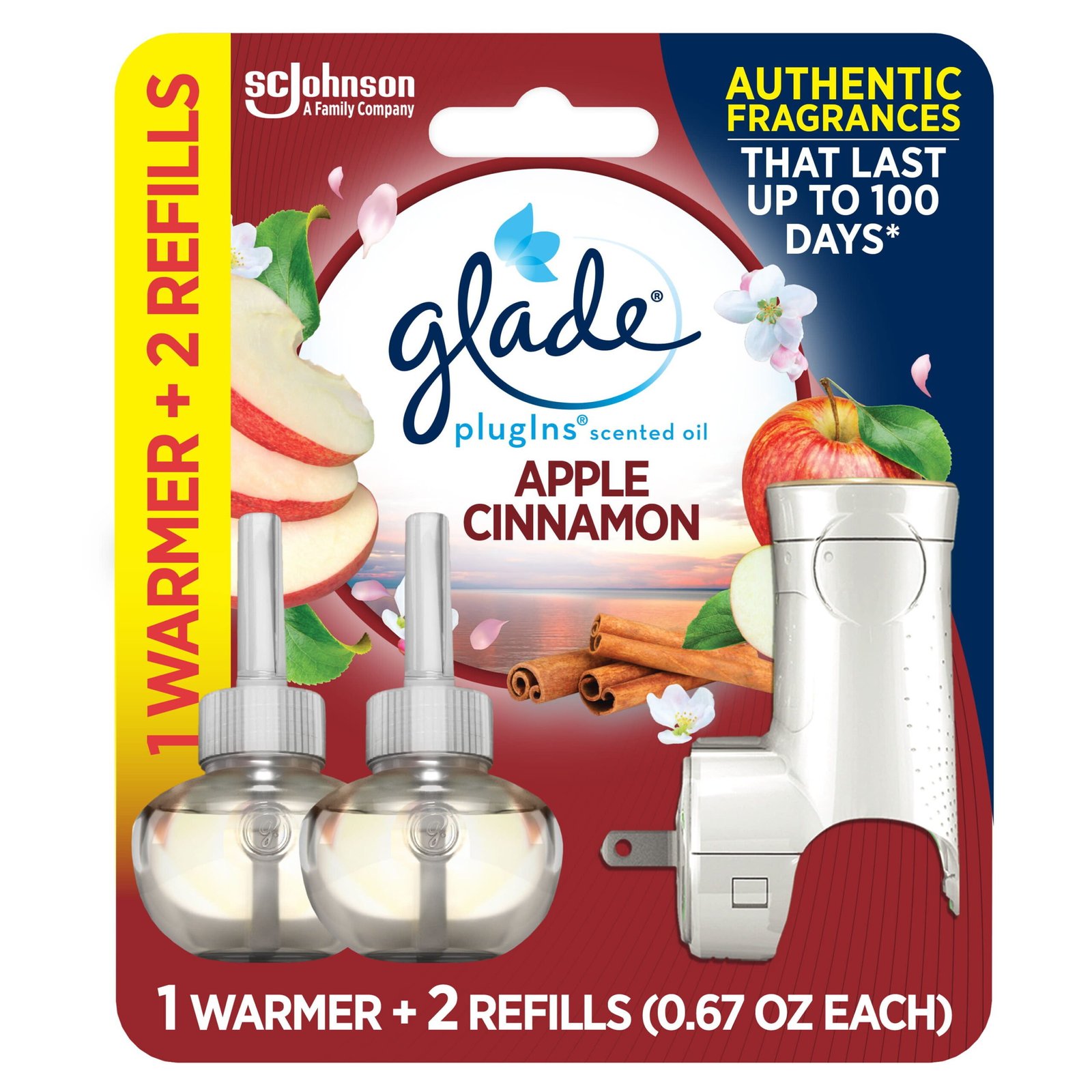 Glade Plug-Ins Air Freshener Starter Kit, Apple Cinnamon, D5003576