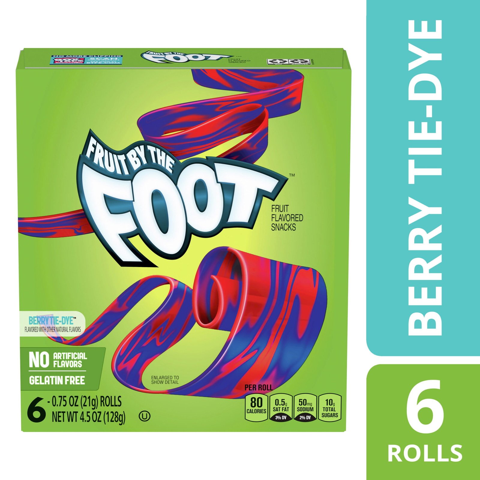 Fruit by the Foot Fruit Flavored Snacks, Berry Tie-Dye, 4.5 oz, 6